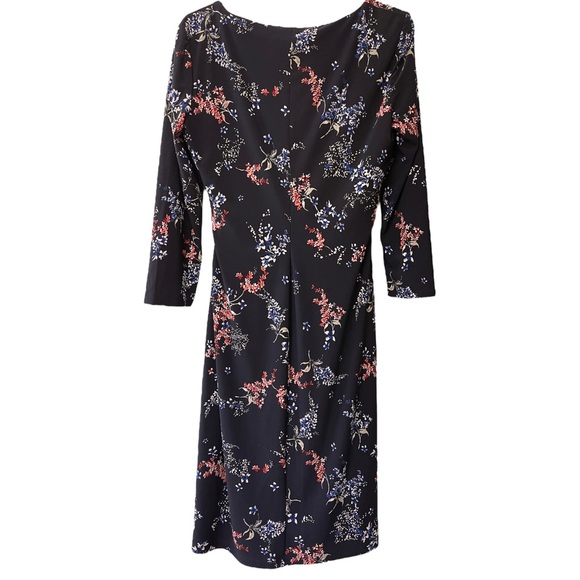 MSRP $145 Ralph Lauren Womens Jersey-Matte Midi Dress Navy Blue Floral Size 4 - Picture 2 of 5